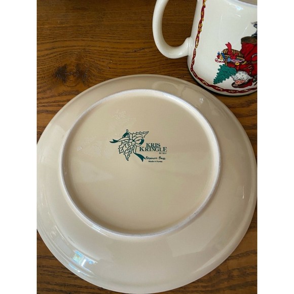 Vintage Kris Kringle Potpouri Press 1991 Dessert Plate and Mug, Made in Korea - Picture 3 of 7